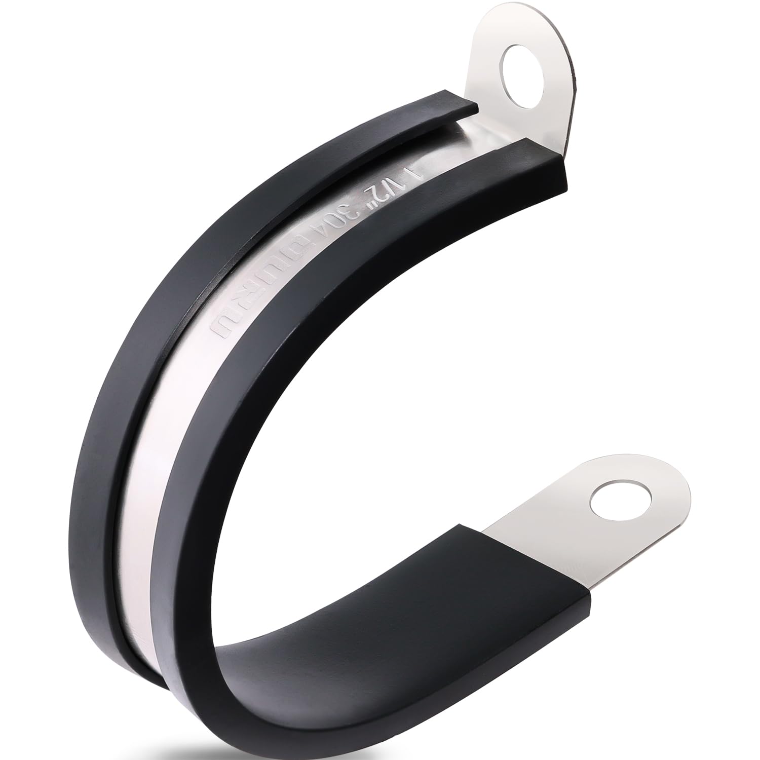 OURU 50PCS Cable Clamps 1-1/2 Inch 304 Stainless Steel Cable Clamps Rubber Coated Cushioned Insulated Cable Clamp,Automotive Wire Clamps,Pipe Clamps,