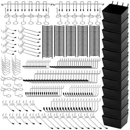 300-Piece Pegboard Hook Set, Pegboard Organizer Accessories for Hanging, Durable Metal Hooks for Tool Organization, Garage, Workshop, and Craft Storage