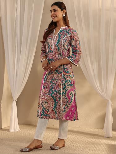 Image of Libas Printed Cotton Straight Kurta Suit