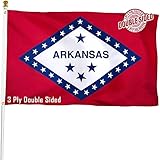 XIFAN Double Sided Arkansas State Flag 3x5 ft, Heavy Duty 3 Ply Durable Polyester, AR Flag with Vibrant Print/4 Rows Hemming/Brass Grommets for Indoor Outdoor Decor