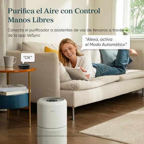 LEVOIT Purificador de Aire con Filtro HEPA Core 300S, Compatible Alexa y APP, Modo Inteligente, 22dB Modo de Sueño Silencioso, Elimina 99.97% de Alergia Polen Ácaros Humo Pelo de Mascota, Bajo Consumo 5 Levoit Purificador De Aire Con Filtro Hepa Core 300s, Compatible Alexa Y App, Modo Inteligente, 22db Modo De Sueño Silencioso, Elimina 99.97% De Alergia Polen Ácaros Humo Pelo De Mascota, Bajo Consumo