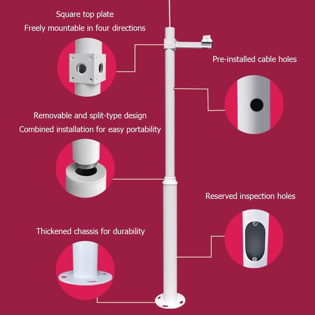 Security Camera Poles for Outside,Surveillance Camera Pole with Lightning Rod & Bracket,Removable Commercial Monitoring Pole,Applicable to Various Cameras,C 3m/9.84ft
