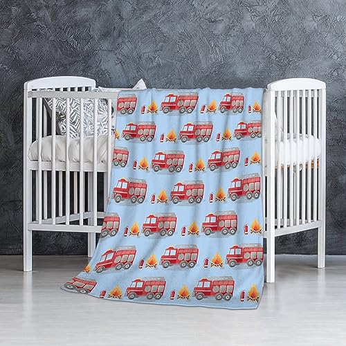 Image of Fire Truck Fireman Baby Blanket Gifts Super Soft Swaddle Newborn Cozy Baby Receiving Blanket Stroller Throw Blanket for Crib 40x30 in forBaby /Puppy