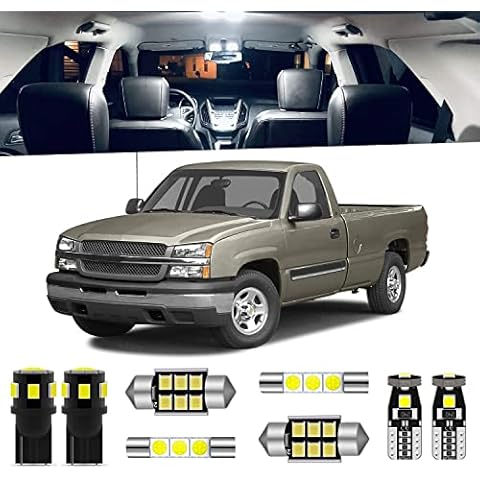 ENDPAGE 12-Pieces White Interior LED Light Kit for Chevrolet Silverado/GMC Sierra 1999 2000 2001 2002 2003 2004 2005 2006 Interior LED Package + Cargo Lights, License Plate Lights, Install Tool Cover