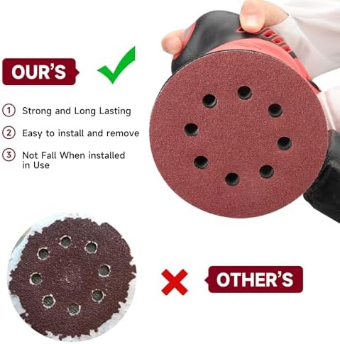 POTUINOM 165 PCS 5 Inch Sanding Discs,Round Hook and Loop Sandpaper for Random Orbital Sander 40 60 80 120 150 240 320 400 600 Grit - 5