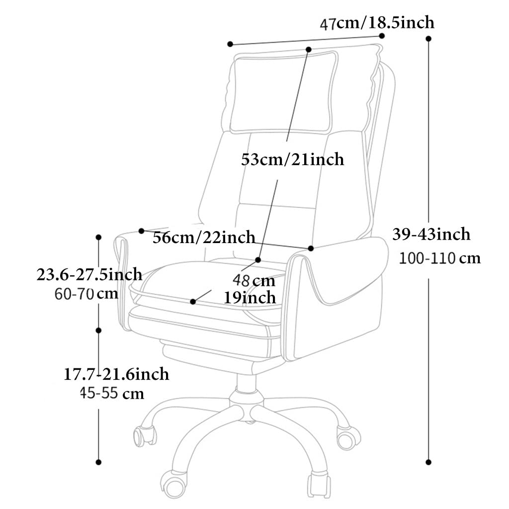 GIZNXBA Sedia Da Ufficio Ergonomica Con Poggiapiedi Sedia Da Scrivania Con Schienale Alto Sedie Direzionali In Pelle Con Braccioli, Sedia Da Studio Reclinabile Regolabile Con Ruote(/Beige B)