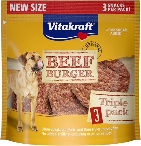 Vitakraft Beef Burger, snack cane, come spuntino o quando si è in giro, senza zuccheri aggiunti (1x 27g)