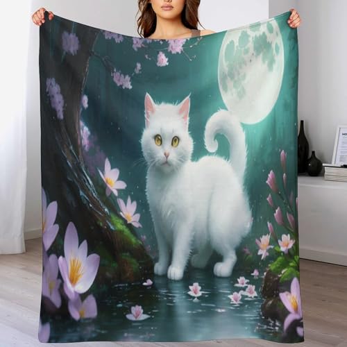Couverture lit en flanelle housse canapé plaid polaire chat 130x180