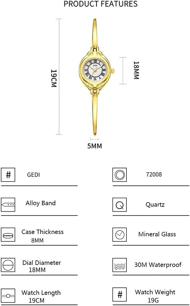 Gosasa Classic Vintage Bangle-Style Women's Watch with Small Dial and Thin Strap Elegant Dress Analog Ladies Wristwatch Fashion Waterproof Quartz Women Watch - Image 5
