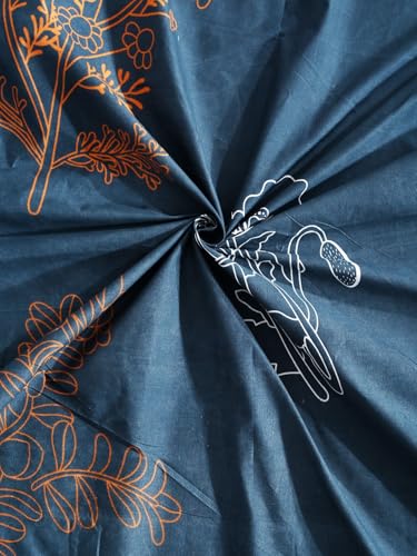Image of Home Sizzler 210TC Midnight Bloom Elastic Fitted Single Bedsheet (72X36 Inch) with 1 Pillow Cover, Blue