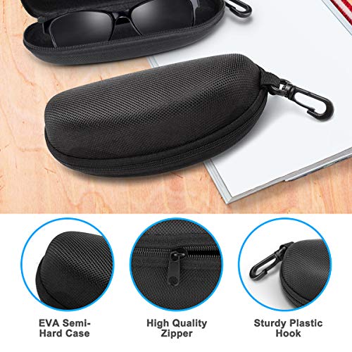 LINGSFIRE Semi-Hard Sunglasses Case(3 Pack), Portable Travel Zipper Eyegalsses Case for Men Women with Cleaning Cloth and Glasses Pouch - Thumbnail 3