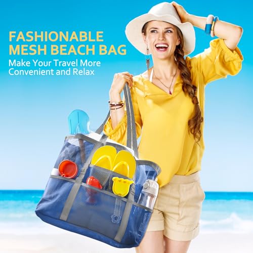 SRISE Mesh Beach Bag - Large Beach Tote Bag for Family Beach Bag for Toys & Vacation Essentials - Image 8