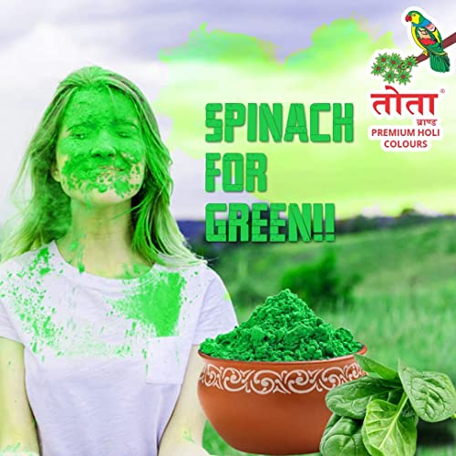 Image of Organic Holi Colour Powder Pure Natural and Herbal Gulal. Pack of 4 - Green, Pink, Yellow, Orange (Organic Gulal Pack of 4)