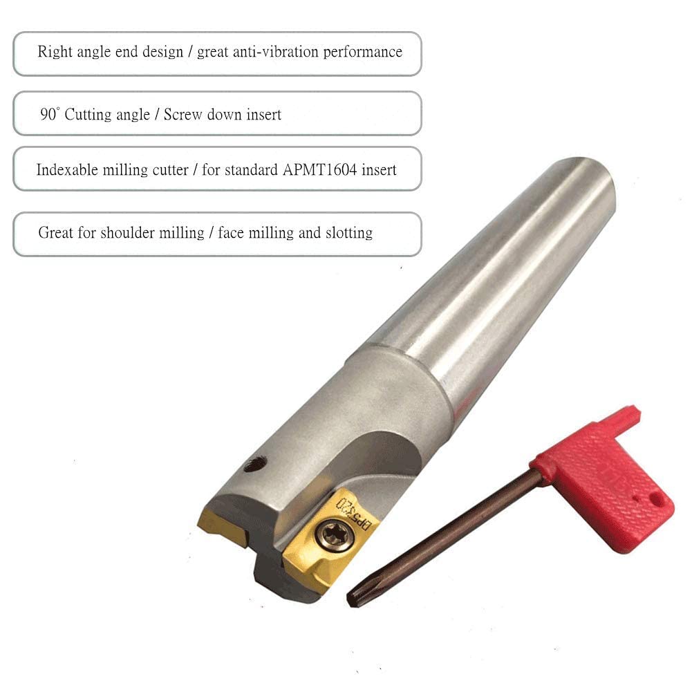 Supporto per fresa a candela indicizzabile BAP400R C24-25-200 con 10 pezzi APMT1604PDER Inserti in metallo duro, spallamento quadrato Fresatura frontale Scanalatura Fresatura