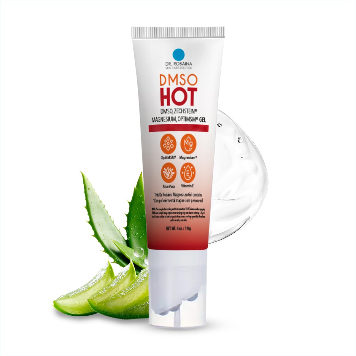 Dr. Robaina DMSO HOT Roll-On - 99.9% Pure Pharmaceutical Grade | Multi-Ball Applicator | with Magnesium, MSM, Arnica & Aloe Vera | 4 oz | Made in USA
