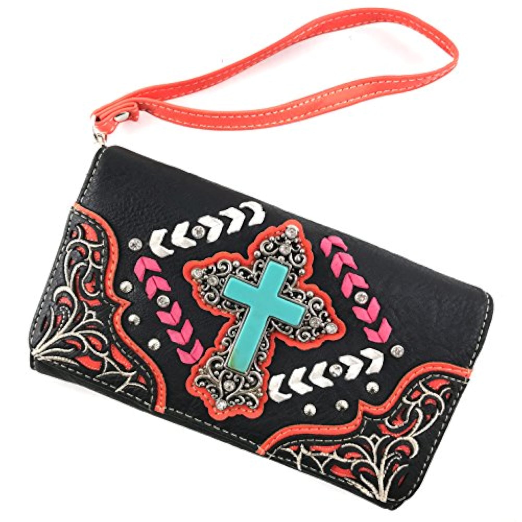 Trendy Western Cross Rhinestone Leather Backpack Purse
