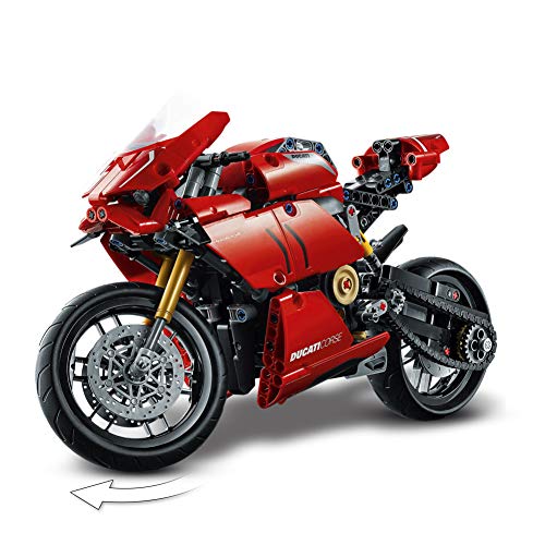 LEGO 42107 Technic Ducati Panigale V4 R, Moto de Juguete Roja, Maqueta para Construir, Idea de Regalo para Niños de 10 Años