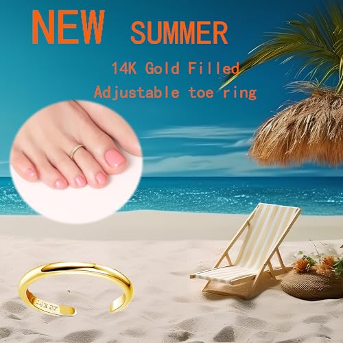 9Pcs 14K Gold Filled Toe Rings for Women Non Tarnish Adjustable Gold CZ Flower Hug Band Toe Rings Summer Beach Open Gold Toe Ring Jewelry for Summer4