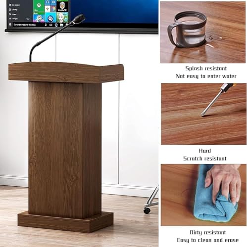 Przenośny drewniany stojak na podium – 124 cm mównica z napisem "Der for Churches Conferences & Events" – lwood h do użytku profesjonalnego