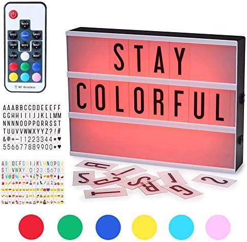 Light Up Cinema Box 7 Colours Changing A4 Size 210 Letters LED DIY Message Sign Box Battery/USB Powered Wireless Remote Control