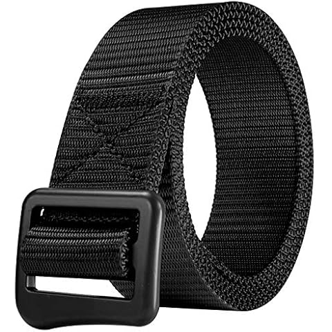 JINIU Men Nylon Web Military Tactical Adjustable Durable Waist Belts With Zinc Alloy Buckle Black (JNSG35) Cover