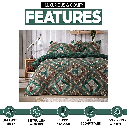 Olivia Rocco Skye Duvet Cover Set Stag Printed Design Easy Care Reversible Bedding Quilt Covers Polycotton Bed Linen with Pillowcases - Image 2