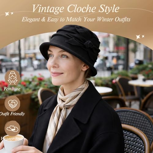 Sombrero cloche de flores para mujer miniatura 2