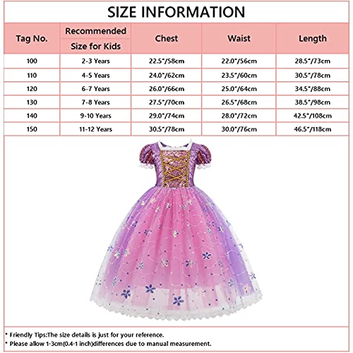 REXREII Ragazze Vestito da Rapunzel Carnevale