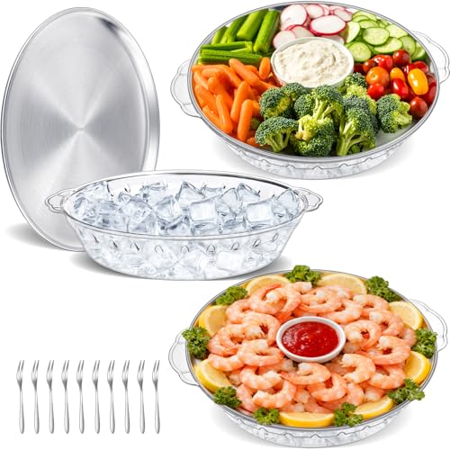 3-Pack 11.8" Chilled Serving Tray for Parties with Ice Underneath