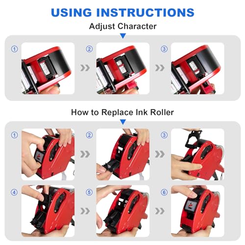 Pistola de precio roja de 8 dígitos para comercio minorista con kit de 5000 etiquetas 5