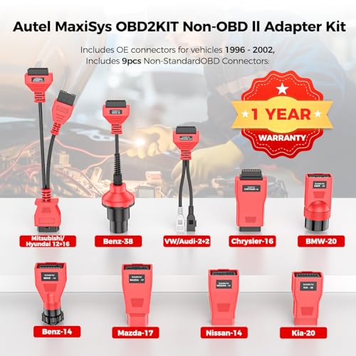 Autel MaxiSys MSOBD2KIT Non-OBDII Adapter Kit, 9PCS Connector for Diagnose OBD 1 Vehicle, OE-Compliant Connectors, Support Autel Scanner MK808S MK900 MX900 MK808BT PRO MK900BT MP900BT MS906 PRO Ultra - Image 3