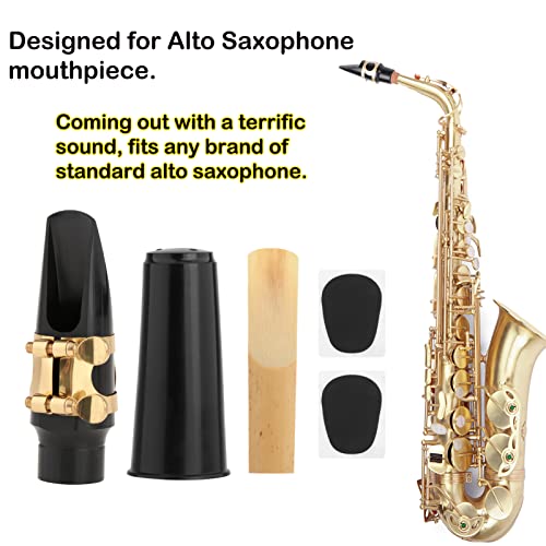 Alto Saxophones Mouthpieces Kit with Metal Ligature, Saxophone Strength 2.5 One Reed, Cushions and Plastic Cap Black