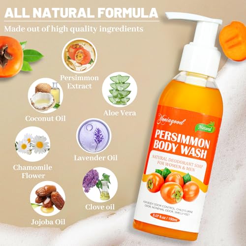 Image of 2 PCS Persimmon Body Wash for Strong Odor Control, Natural Eliminator | Persimmon Soap Bar Old People Smell Remover, Smelly Feet Deodorant Body Odor, Body Wash Gel for Women & Men