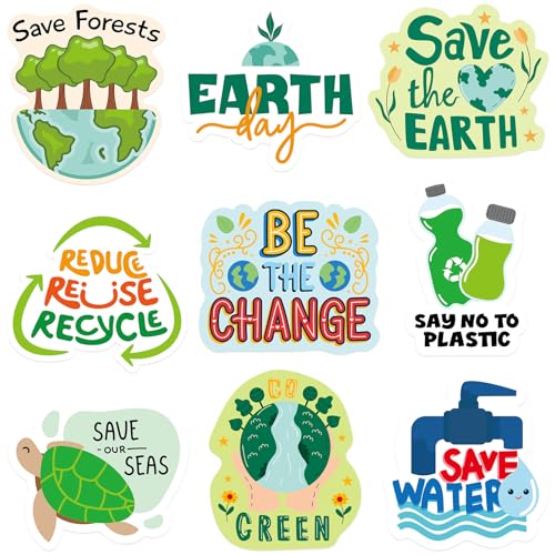WorldBazaar Earth Day Stickers 500 Pcs Save the Earth Stickers for Kids Water Bottle Envelopes Classroom Decoration Recycle Environmental Protection Labels