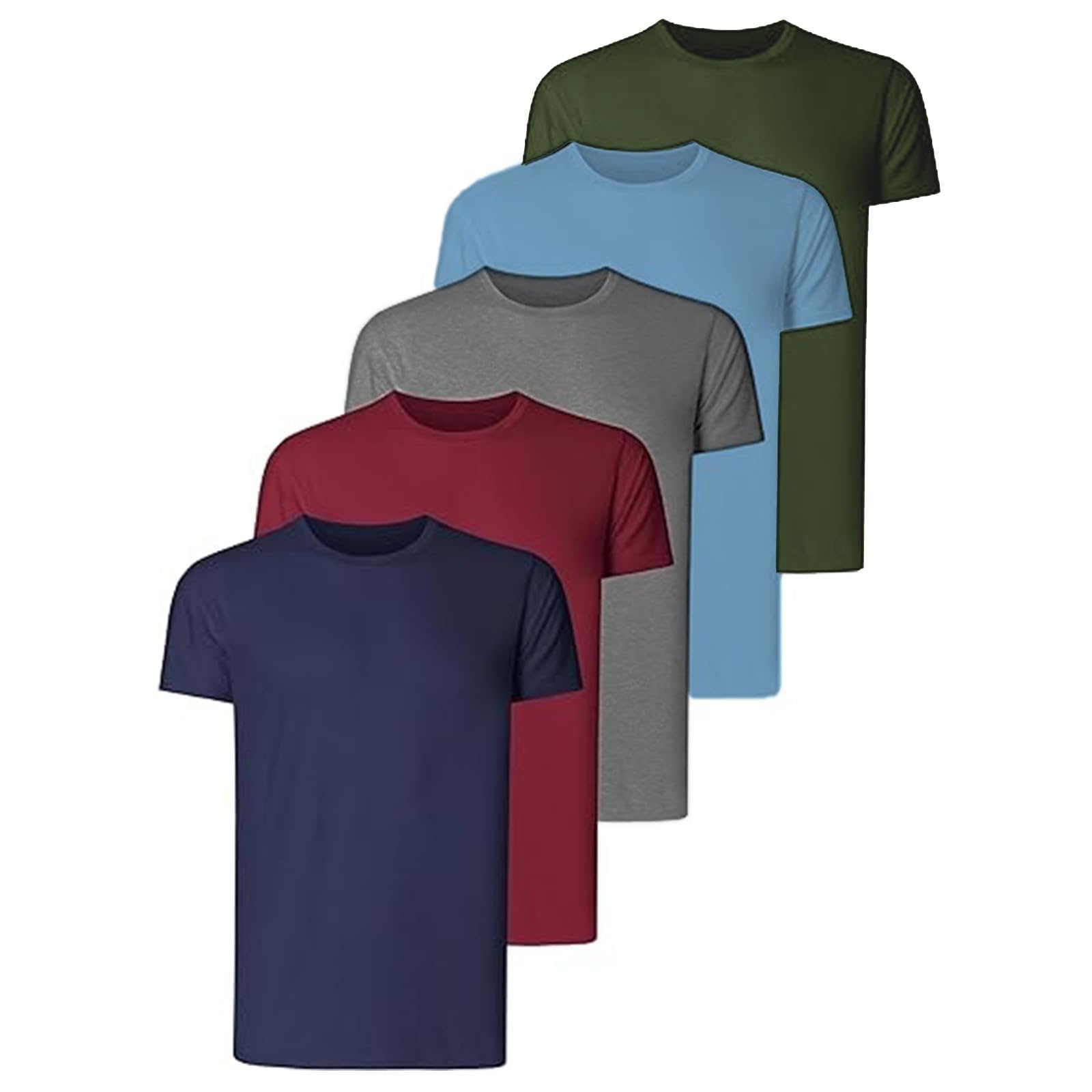 flintronic Herren T-Shirts, 5er Packung Einfarbige T-Shirts, Herren Basic Round Neck T-Shirt, aus superweichem Stoff, Baumwolle