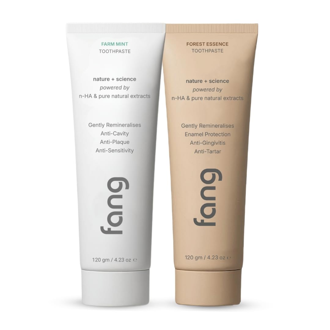 Toothpaste Combo Pack |Fluoride Free Hydroxyapatite, Teeth Whitening, Heals Sensitive Teeth, Fights Cavities, Gum Diseases, Bad Breath, SLS & Chemical Free (Pack of 2, Farm Mint & Forest Essence Toothpaste)