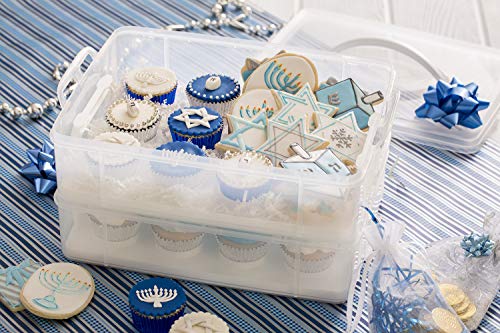 Image of Snapware (2-Layer, 24 Cupcakes Plastic Detachable Cupcake Carrier Storage Container With Lid and Handle, Freezer Dishwasher Microwave Safe (Pack of 3)