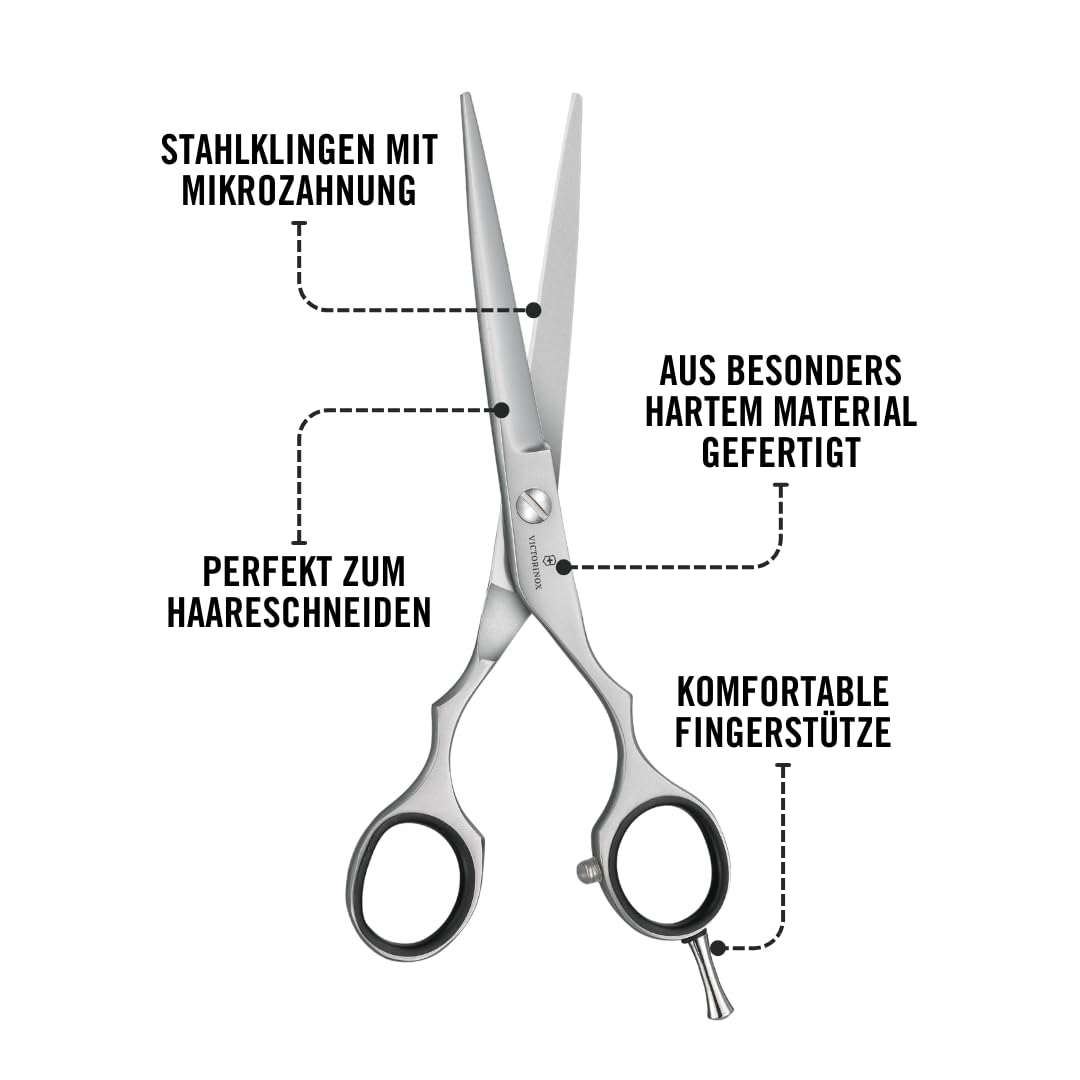 Victorinox Coiffeurschere 15 cm Extra Scharf Rostfreie Stahlklingen mit Fingerstütze Silber