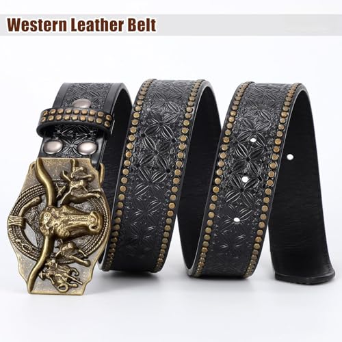 Western Leather Belt for Men, Genuine Leather belts, Cowboy Cowgirl Belt for Jeans3