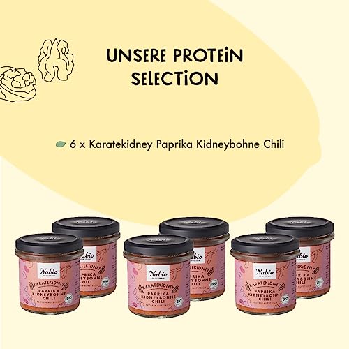 Foto von NABIO | Protein-Aufstrich Karatekidney Paprika Kidneybohne Chili I auf Basis von Bohnen I angenehm cremig I (6 x 140g)