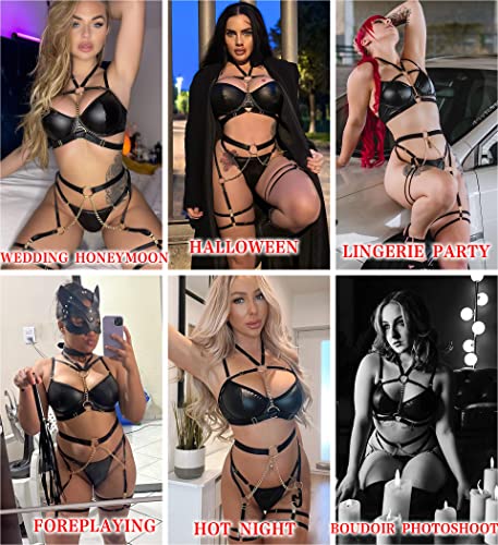 image for Avidlove Lingerie Set for Women Sexy Strappy 5 Piece Lingerie Garter w