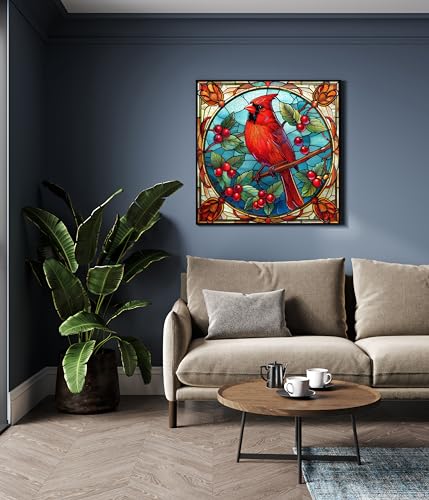 Lorkako Stained Glass Puzzles For Adults 1000 Pieces, Vintage Cardinal Bird Puzzle Hard, Impossible Difficult Challenging Jigsaw Puzzles For Adults thumb #3
