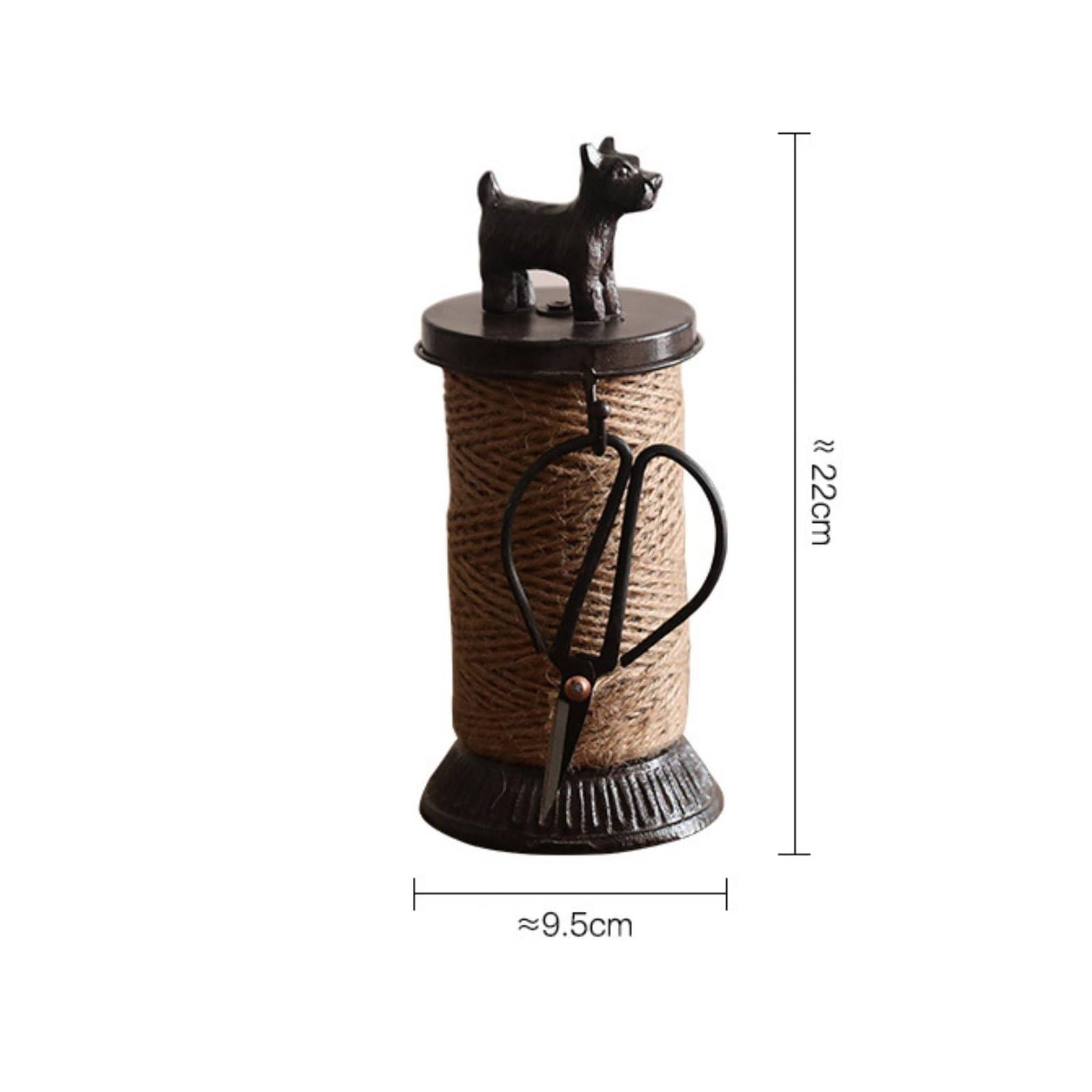 Baoblaze Bird Rope Organizer Portaspago Uccello Supporto Bobina Dispenser Spago Integrazione Porta Forbici Base Robusta Stile Artigianale Adatto per Fai da Te, Dog Twine 8813