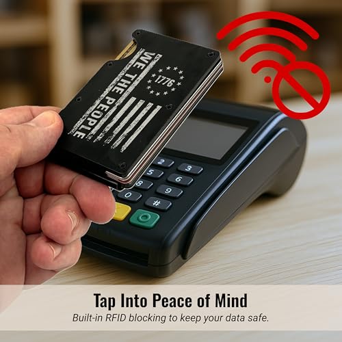 Engraved Metal Slim Wallet for Men RFID Blocking | Flag Customized Mens Minimalist Credit Card Holder Wallet with Money Clip | Custom Birthday Gift for Dad, Him, Veterans3