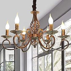 Lampara Para Comedor Antigua Lámpara De Araña Rústico Luz De Vela Francesa Lámpara Colgante Antigua E14 Ajustable En Altura Luz Colgante De Hierro Forjado Vintage Sala De Estar Dormitorio Comedor Lámpara De Techo Estilo Rural