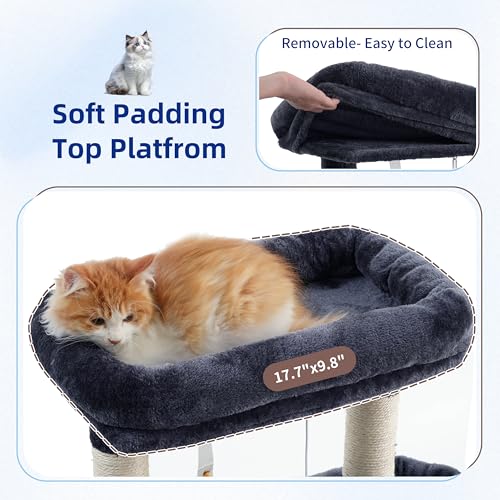 Image of Gitelsnour 55.1'' Cat Tree Tower for Indoor Cats, Large Platform, CCT013G