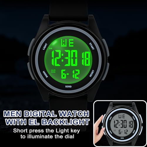 Image of Juboos Digital Watch Men Women 50M Waterproof Sports Military | Large Face Wirstwatch with Stopwatch, Alarm, LED Backlight, 12 /24H, Date, Week, Hourly Chime