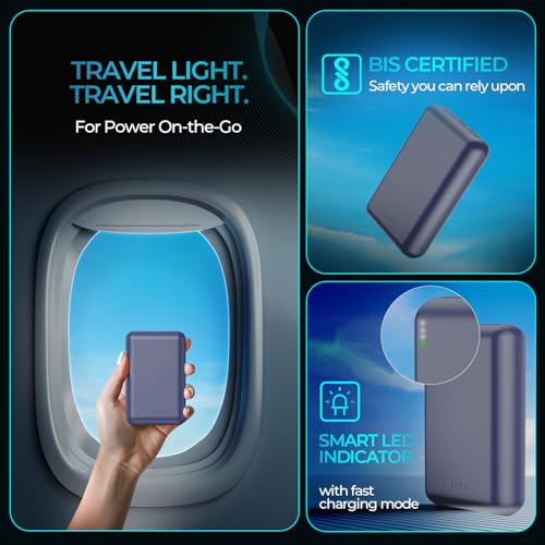 Image of URBN 20000mAh Nano Plus 35W Turbo Fast Charging Power Bank | Two-Way Fast Charge | Metallic Finish | 12-Layer Circuit Protection | 1 Year Warranty (Blue Titanium)