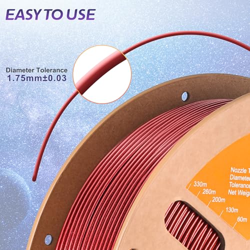 Image of ERYONE Sparkly Galaxy Glitter Red PLA 3D Printer Filament 1.75mm 1kg (2.2LBS) /Spool