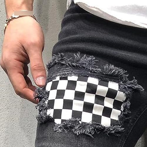 Jean slim stretch à empiècements décontractés et finitions patch rip - 3